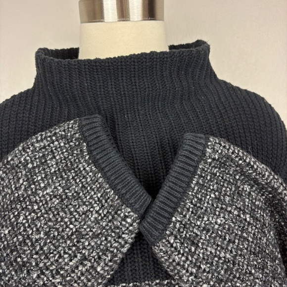 Varley Darwell Colorblock Sweater Size L Black Chunky Knit Zippers Sporty Rocker - Picture 6 of 16